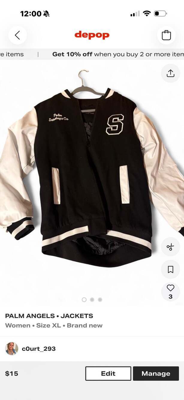 Palm Sundays Co Black and White Varsity Bomber Jacket Size XL